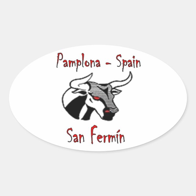 Sticker Ovale Courir avec des taureaux (Devant)