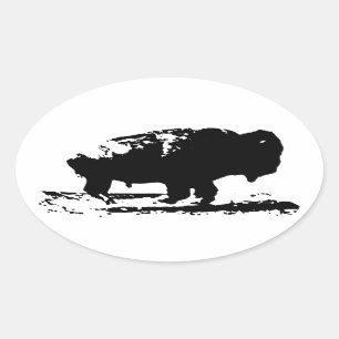 Sticker Ovale Courir Buffalo Bison Pop Art