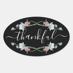 Sticker Ovale Couronne florale sauvage, Thanksgiving
