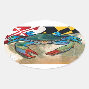 Sticker Ovale Crab bleu du Maryland