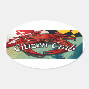 Sticker Ovale Crabe de citoyen du Maryland