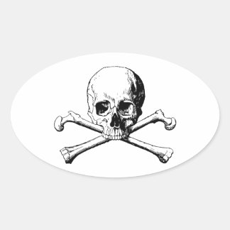 Sticker Ovale Crâne croisé