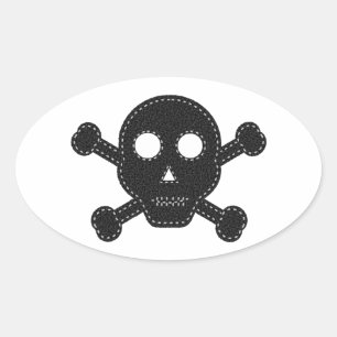 Sticker Ovale Crâne en feutre noir