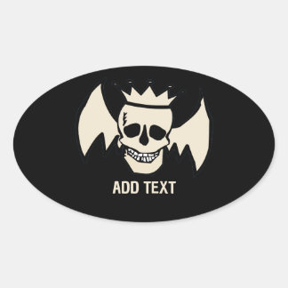 Sticker Ovale Crâne et ailes, ajouter du texte,