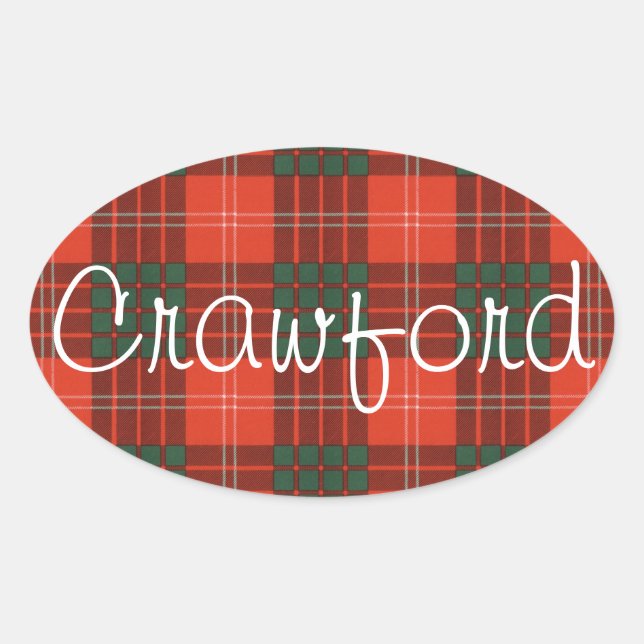 Sticker Ovale Crawford Scottish clan tartan - Plaid (Devant)