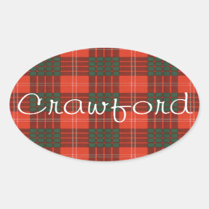 Sticker Ovale Crawford Scottish clan tartan - Plaid