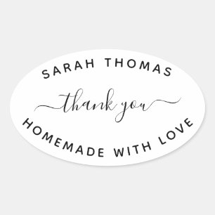 Sticker Ovale Créez Votre Propre Fait Maison avec Amour Merci Cl