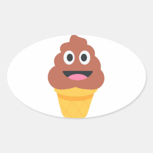 Sticker Ovale crème glacée cône émoji