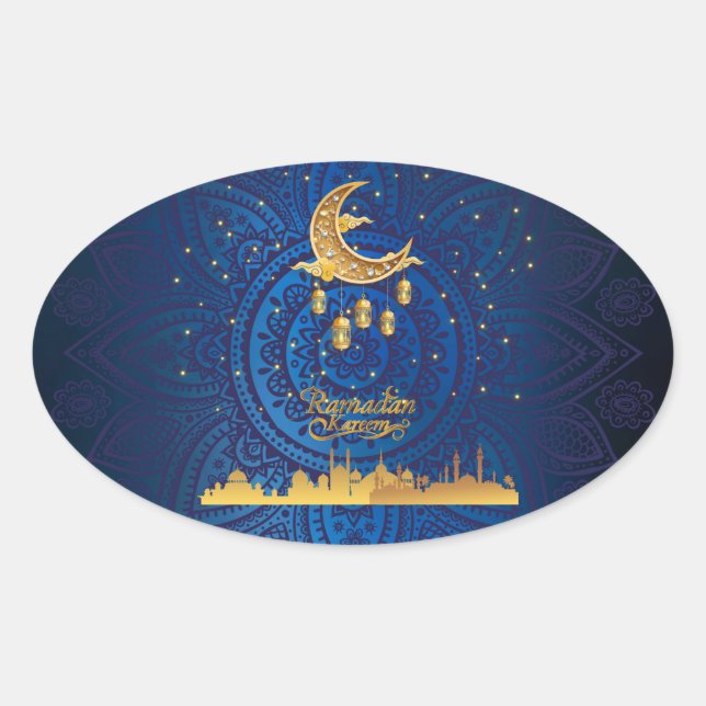 Sticker Ovale Crescent ramadan kareem or 2024 (Devant)