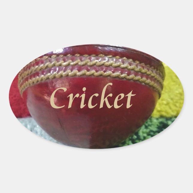 Sticker Ovale Cricket : Red Hard Ball Art Print (Devant)