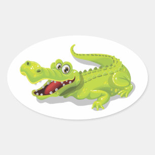 Sticker Ovale Crocodile de dessin