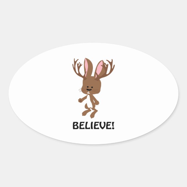 Sticker Ovale Crois ! Cute Jackalope (Devant)