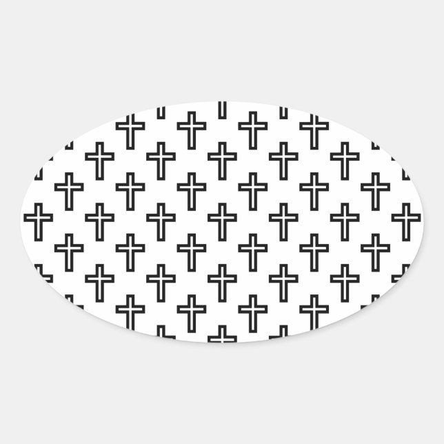 Sticker Ovale Croix chrétienne (Devant)