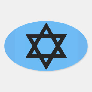 Sticker Ovale Croix de David sur l'Arrière - plan Sky Blue