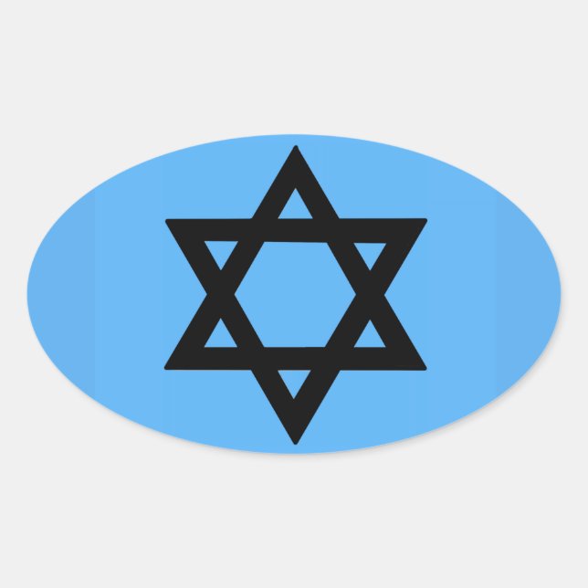 Sticker Ovale Croix de David sur l'Arrière - plan Sky Blue (Devant)