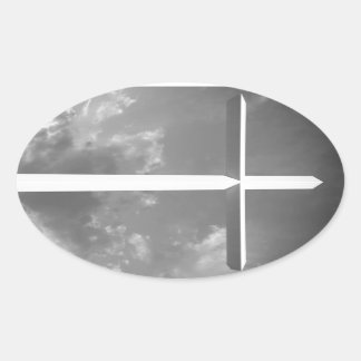 Sticker Ovale Croix noire et blanche