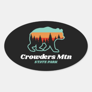 Sticker Ovale Crowers Mountain State Park NC Bear Retro Vintage