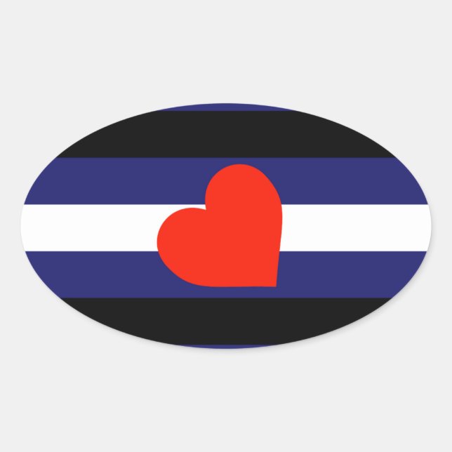 STICKER OVALE CUIR FIERTE RAYÉ COEUR HORIZONTAL - 2014 FIERTE (Devant)