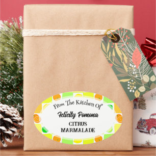 Sticker Ovale Cuisine de Fruit Citron, Lime et Citrus orange