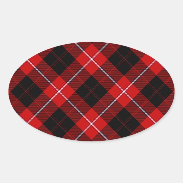 Sticker Ovale Cunningham Tartan rouge noir (Devant)