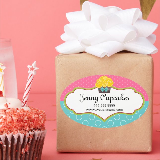 Sticker Ovale Cupcake de Whimsical Seals (Fête)