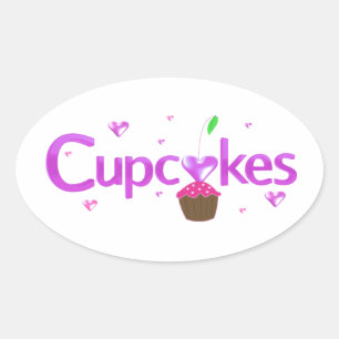 Sticker Ovale Cupcakes