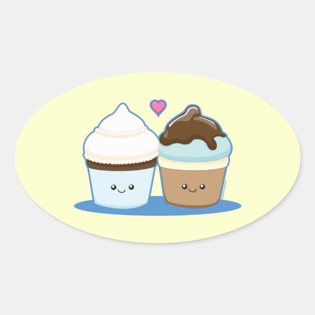 Sticker Ovale Cupcakes mariages (Devant)