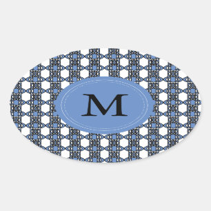 Sticker Ovale Custom Blue Abstract