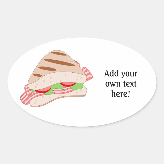 Sticker Ovale Customiser ce graphique sandwich BLT (Devant)