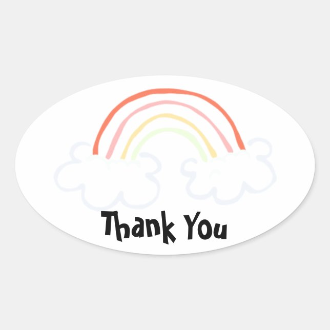 Sticker Ovale Cute arc-en-ciel (Devant)