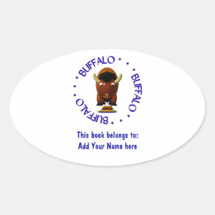 Sticker Ovale Cute Buffalo with Beef on Weck and Buffalo Wings