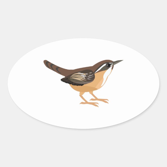 Sticker Ovale Cute Carolina Wren (Devant)
