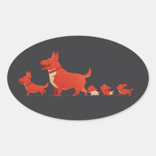 Sticker Ovale Cute Corgi Chien Famille - Citation Bébé Bébé Bib