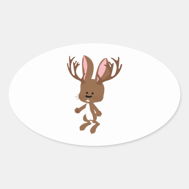 Sticker Ovale Cute Jackalope (Devant)
