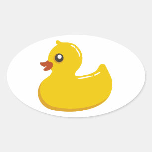 Sticker Ovale Cute Jaune Canard