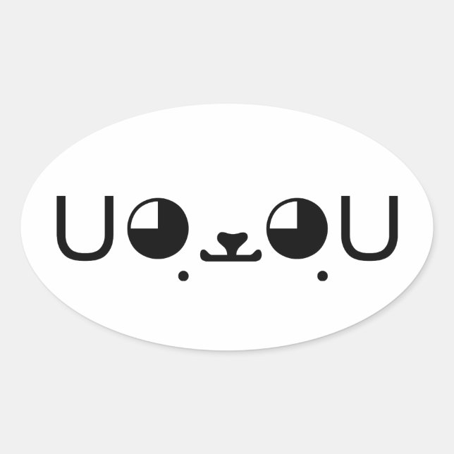 Sticker Ovale Cute Kawaii Chien Chien Chien Chien Chien Japonais (Devant)