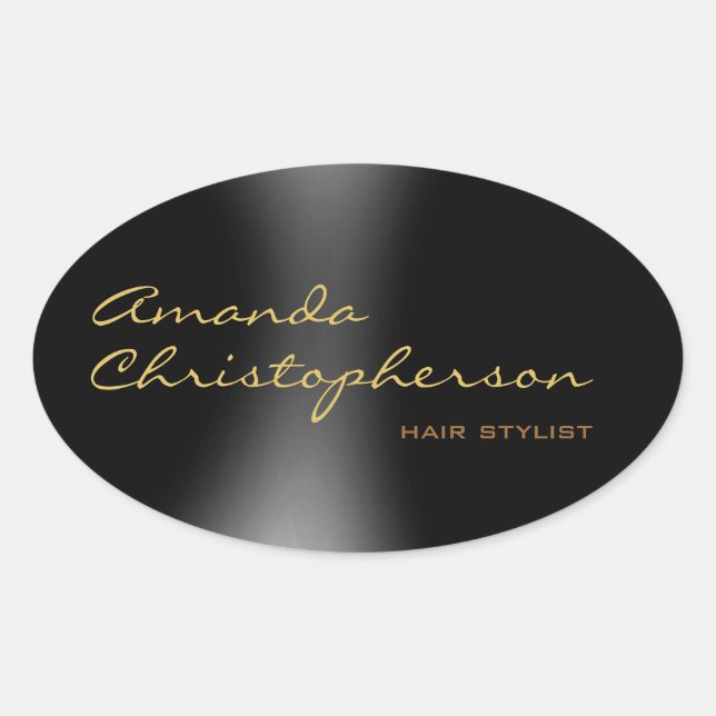 Sticker Ovale Cute minimaliste Plain Moderne Calligraphe Noir (Devant)