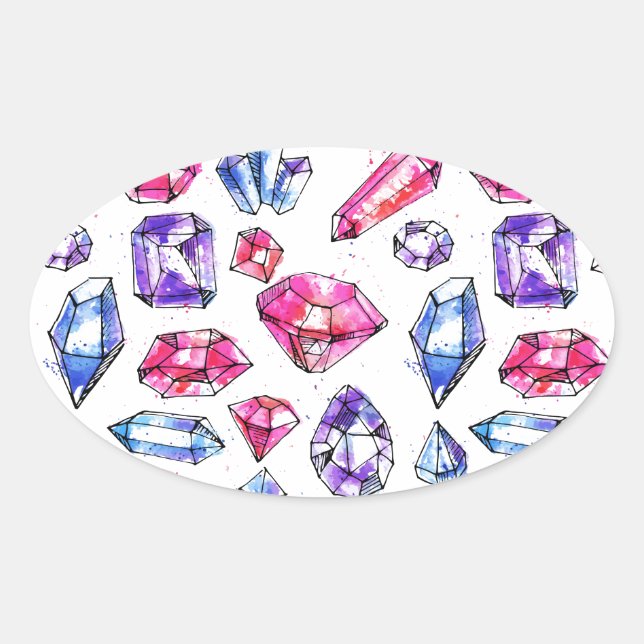 Sticker Ovale Cute Motif Gem (Devant)