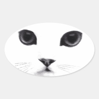 Sticker Ovale Cute Oval Kitty Chat Visage