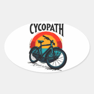Sticker Ovale Cycopath : Vélo énergétique avec le soleil couchan