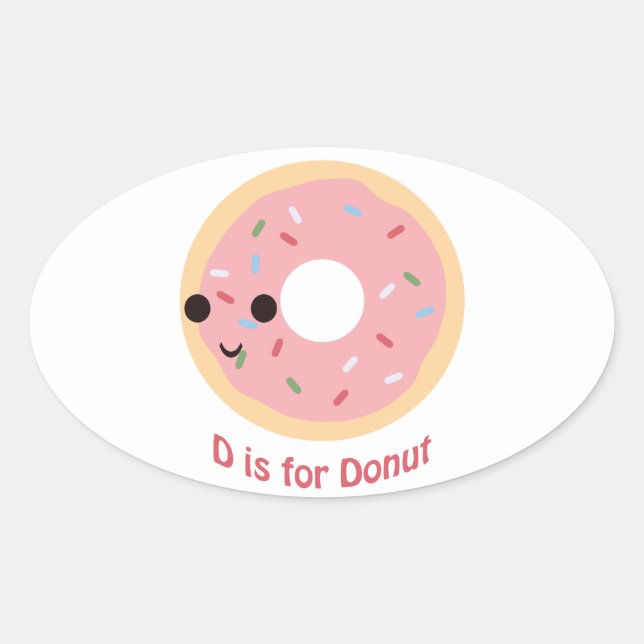 Sticker Ovale D est pour Donut (Devant)