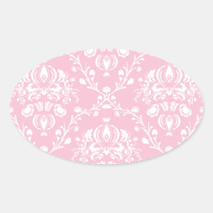 Sticker Ovale Damas rose et blanc
