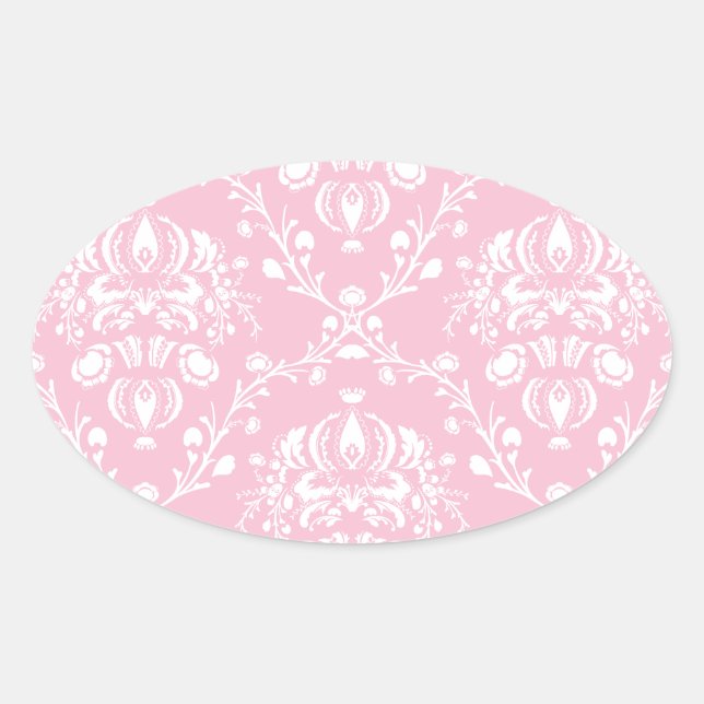 Sticker Ovale Damas rose et blanc (Devant)