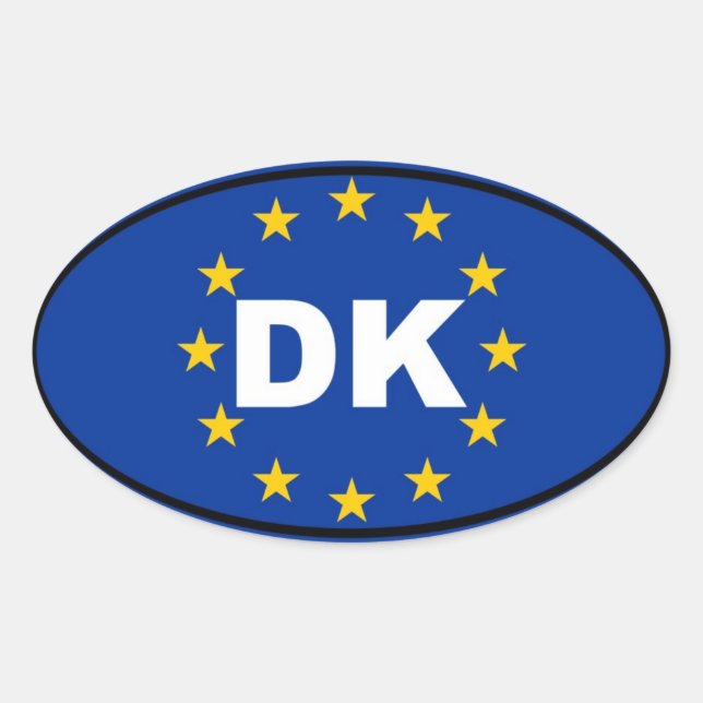 Sticker Ovale Danemark - DK - Union européenne (Devant)