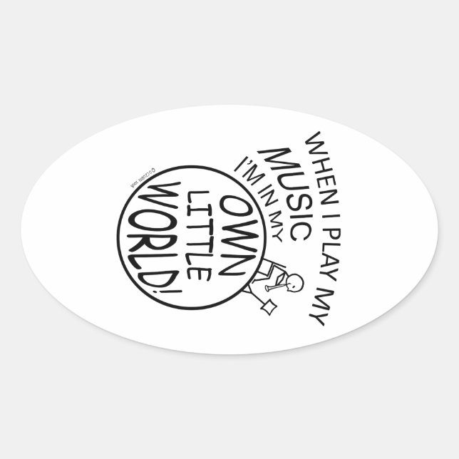 Sticker Ovale Dans Mon Petit Monde Musique (Devant)