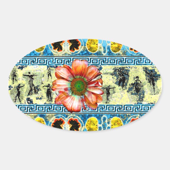 Sticker Ovale Danse ancienne Orange Daisy Flower (Devant)