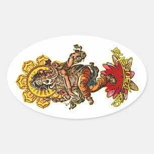 Sticker Ovale DANSER GANESHA   faites votre propre arrière - pla