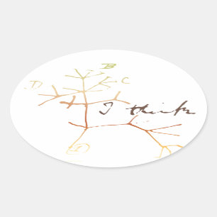Sticker Ovale Darwin arbre de vie : Je pense