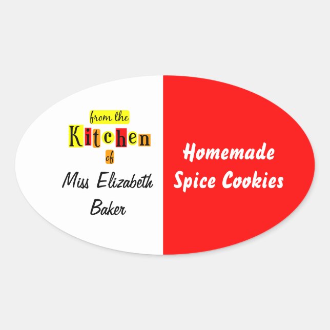 Sticker Ovale De la cuisine de Retro Red Yellow Canning (Devant)
