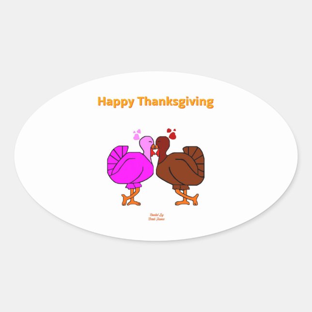 Sticker ovale de la passion de Thanksgiving (Devant)